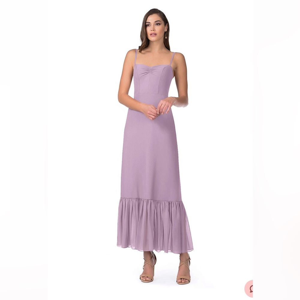 Azazie Lavender Spaghetti-Strap Ruffled-Hem Wedding Dress